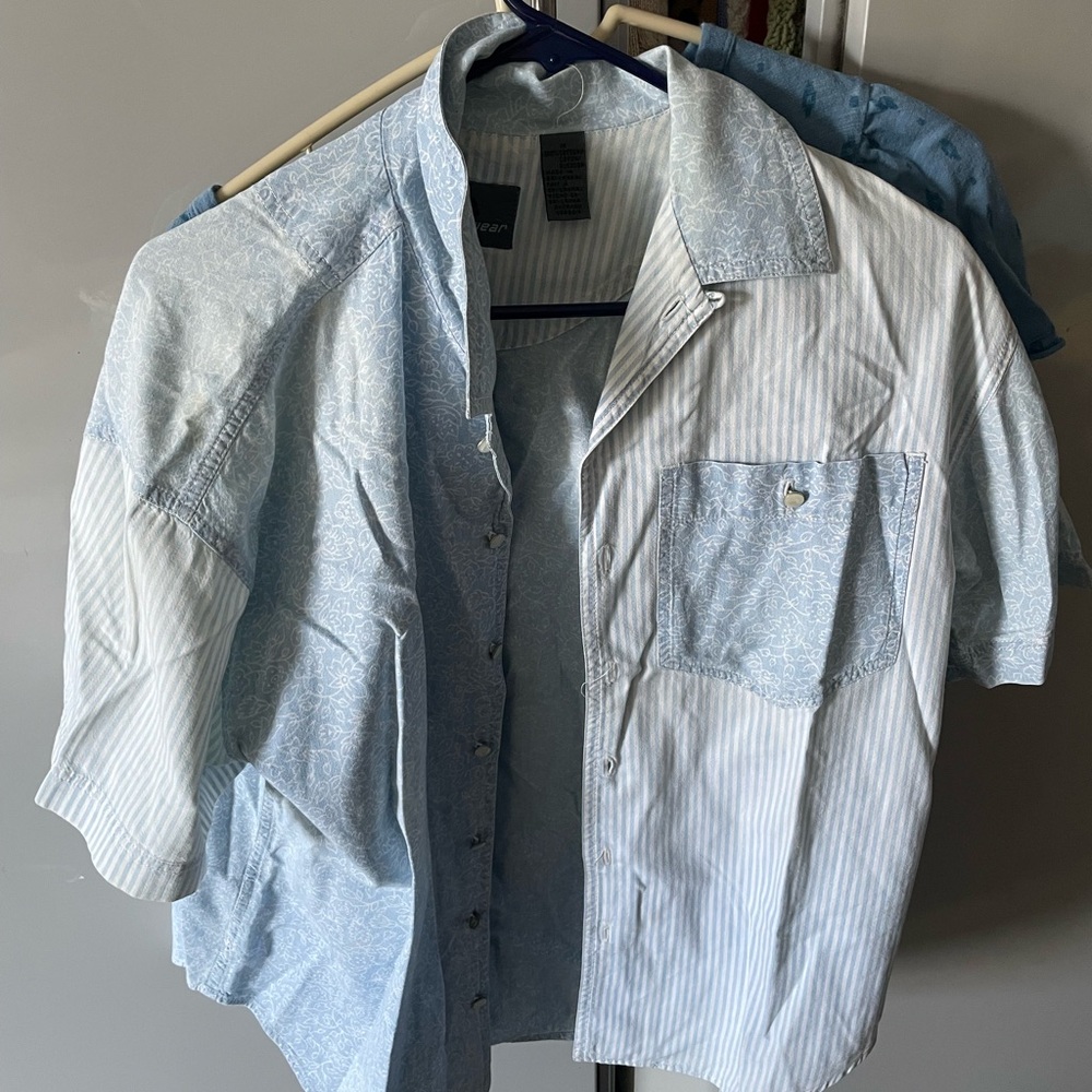 Blue and White Button Down Shirt